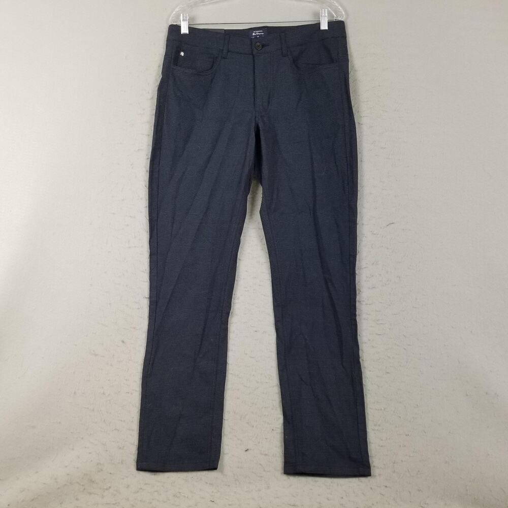 Ben Sherman Pants Mens 32x32 Navy Slim Fit Stretch‎ Glen Plaid Five Pocket Chino